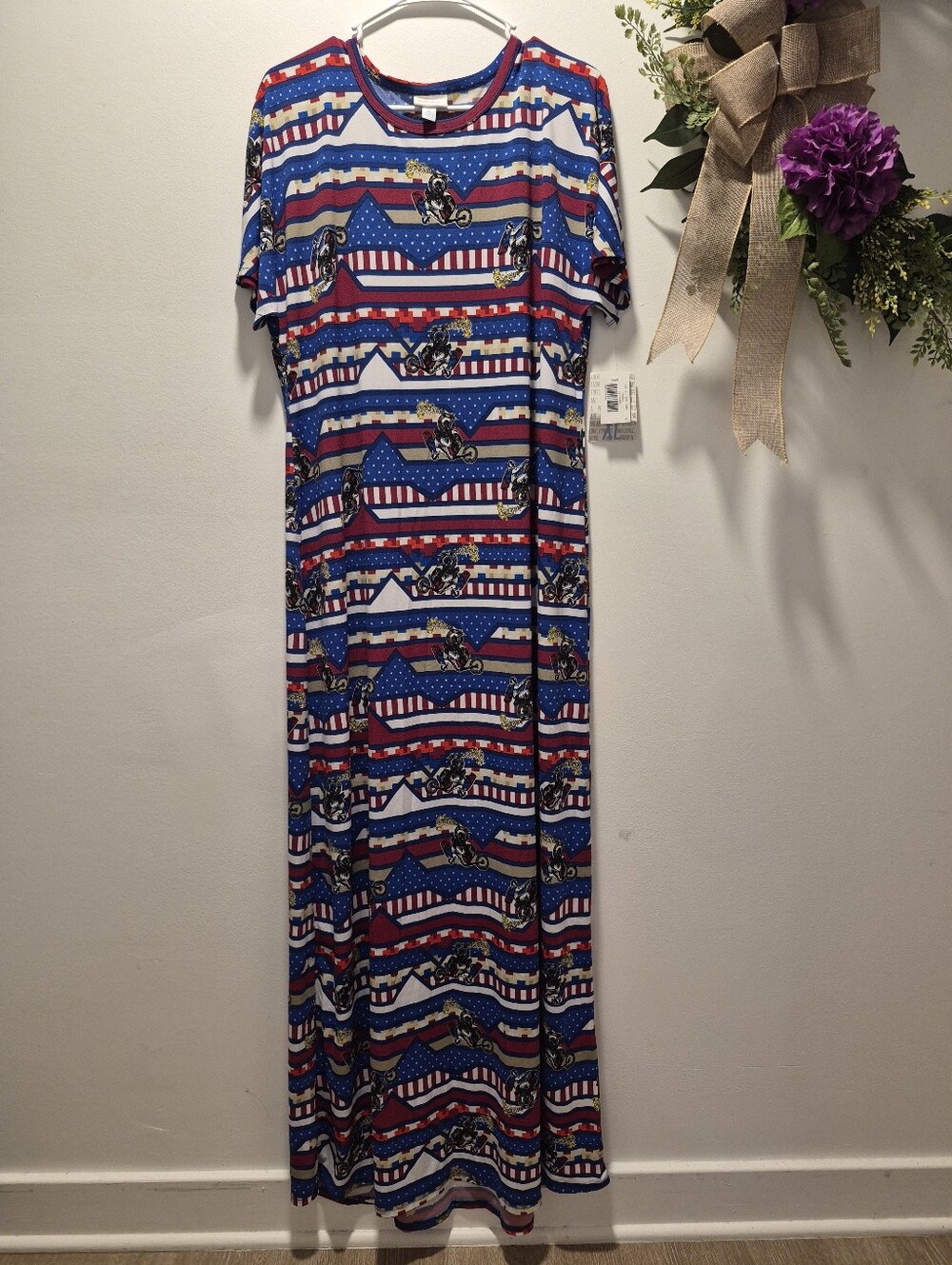 LuLaRoe Maxi Patriotoc Dress XL Extra Long NWT